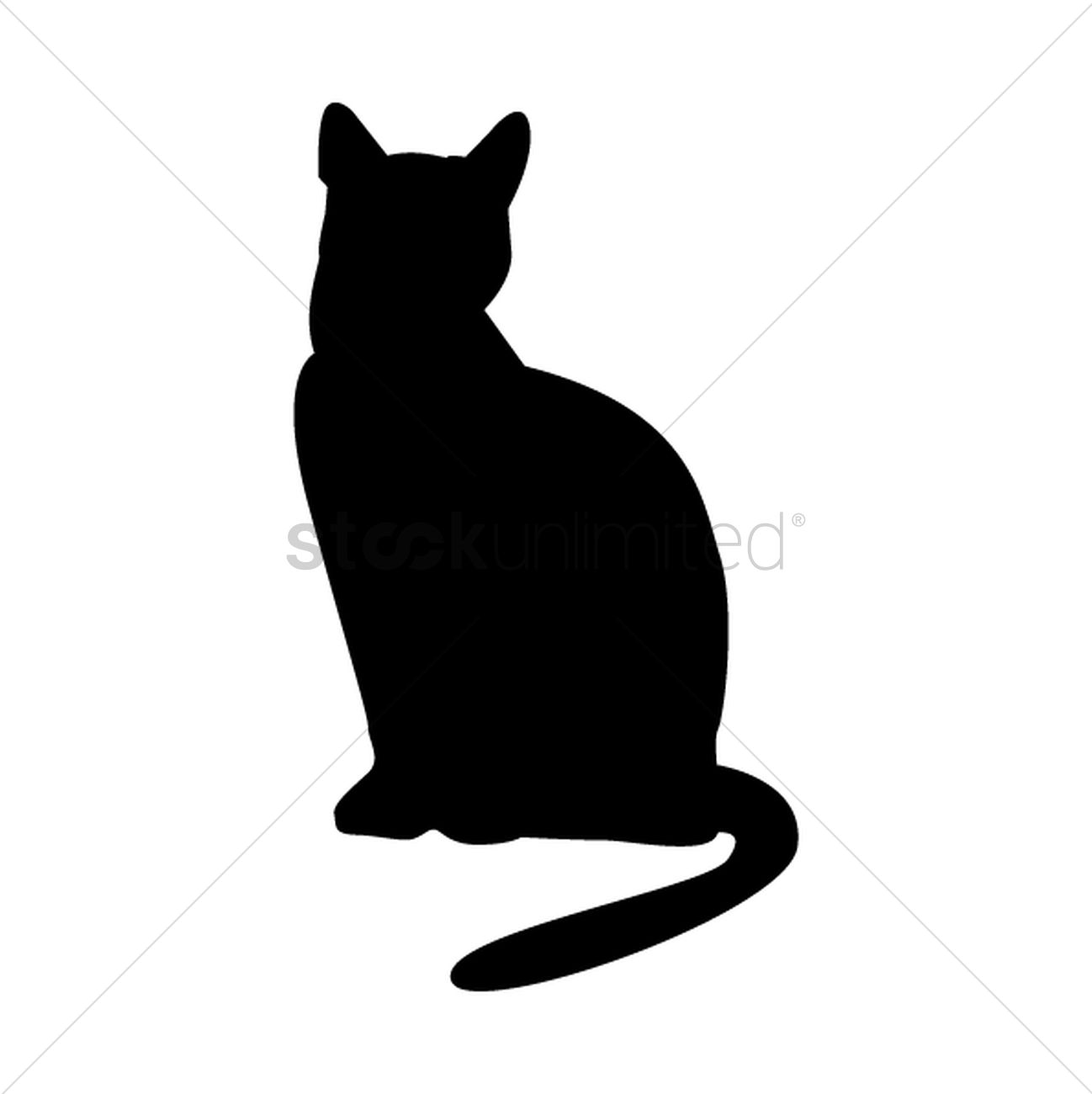 1298x1300 Silhouette Of Sitting Cat Vector Image
