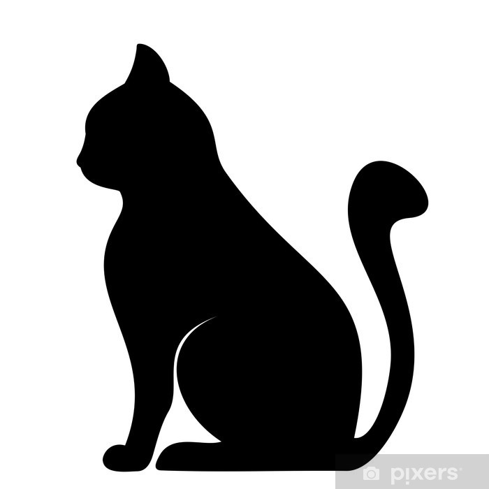 700x700 Black Silhouette Of Cat Vector Illustration Sticker Pixers