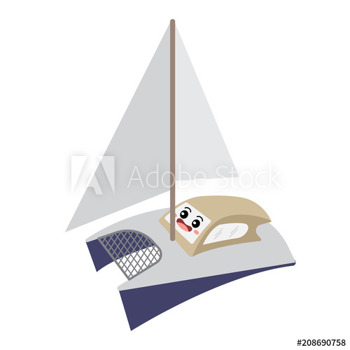 500x500 Catamaran Transportation Cartoon Character Perspective View