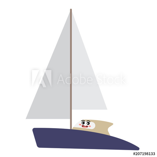 500x500 Catamaran Transportation Cartoon Character Side View Isolated