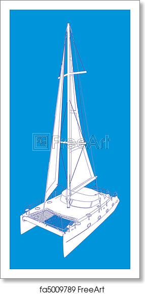286x581 Free Art Print Of Catamaran Boat Drawing Like Paint Catamaran