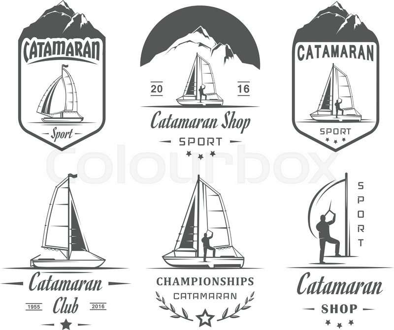 800x671 Set Of Yacht And Catamaran Logos And Stock Vector Colourbox