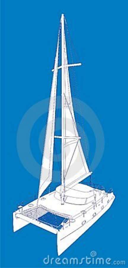 432x900 Catamaran Boat Vector Drawing Look Like Paint Stock Photography
