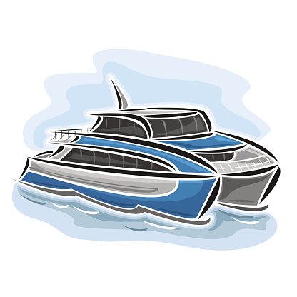 416x416 Vector Illustration Of Logo For Ferry Catamaran Premium Clipart