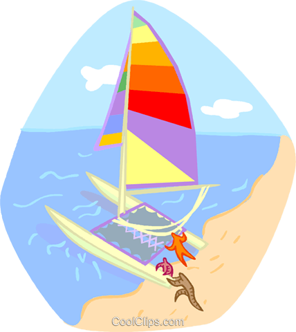 428x480 Summer Sports, Catamaran Royalty Free Vector Clip Art Illustration