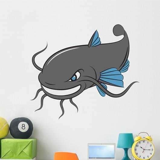 530x530 Cartoon Catfish Vector Wall Decal