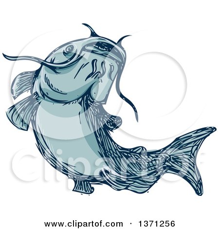 450x470 Clipart Of A Jumping Green Catfish
