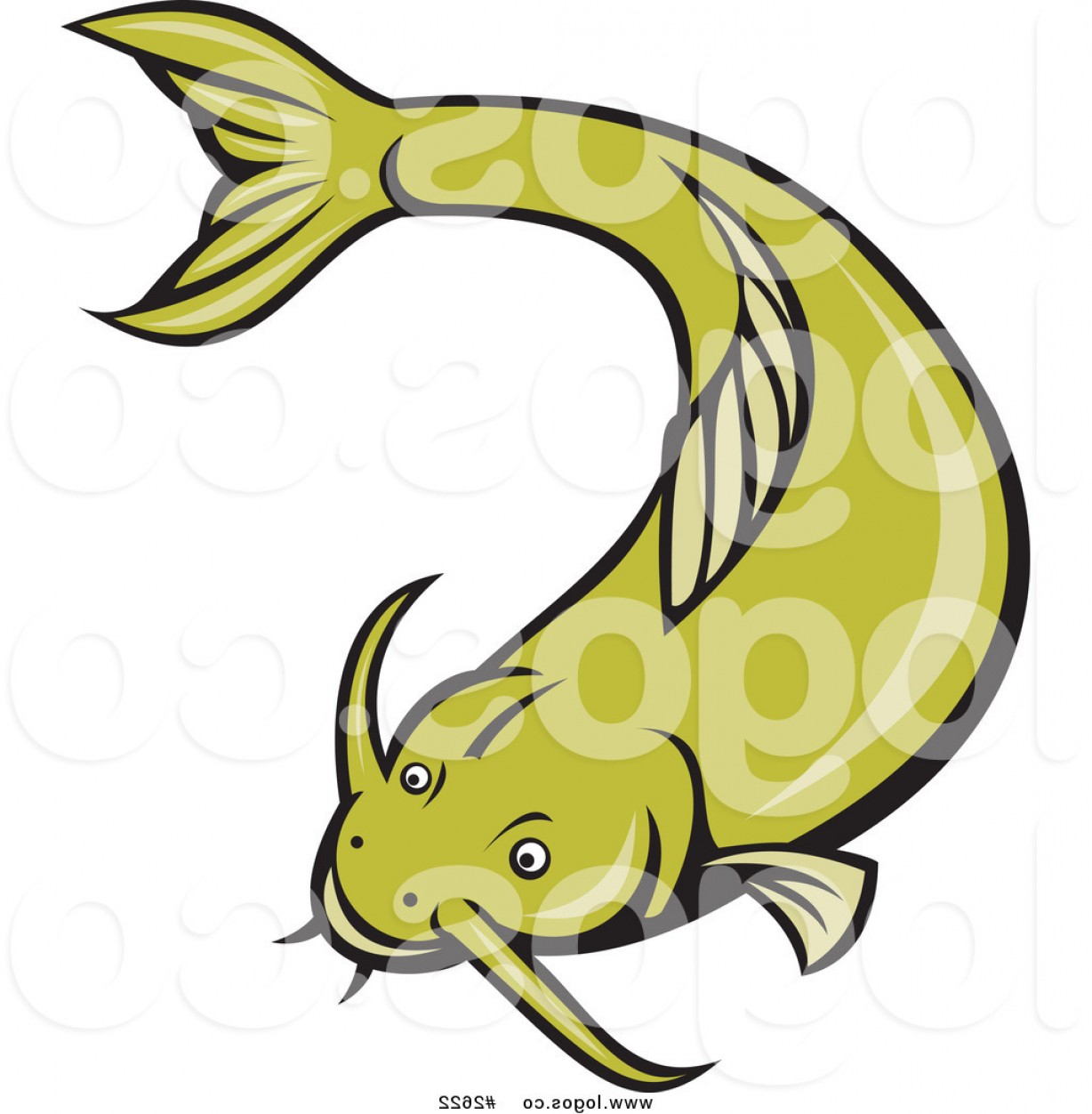 1228x1252 Royalty Free Green Catfish Vector Logo