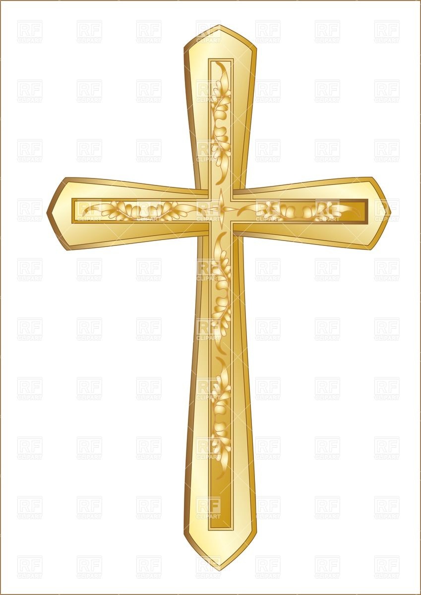 849x1200 Golden Christian Cross Isolated On The White Background Vector