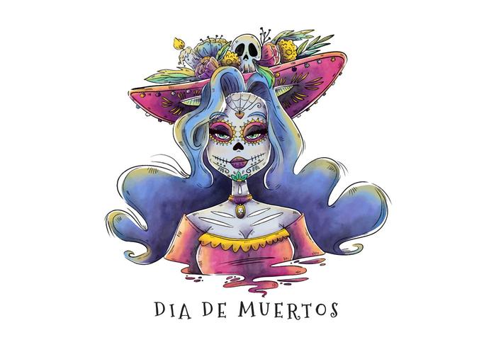 Sexy Catrina Character With Curvy Long Hair For Dia De Los Muertos 700x490 Sexy Catrina Character With Curvy Long Hair For Dia De Los Muertos
