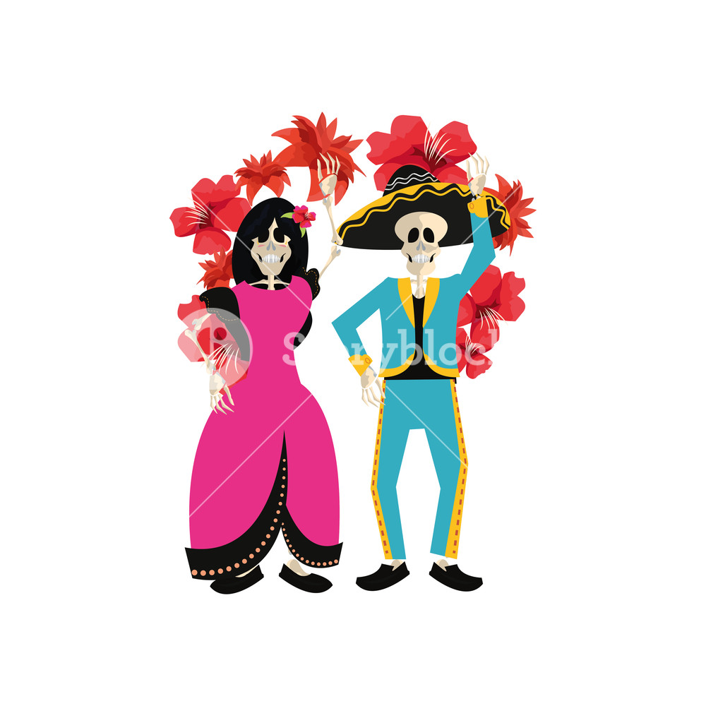 Skeleton Catrina And Flowers Day Of The Dead Vector Illustration 1000x1000 Skeleton Catrina And Flowers Day Of The Dead Vector Illustration