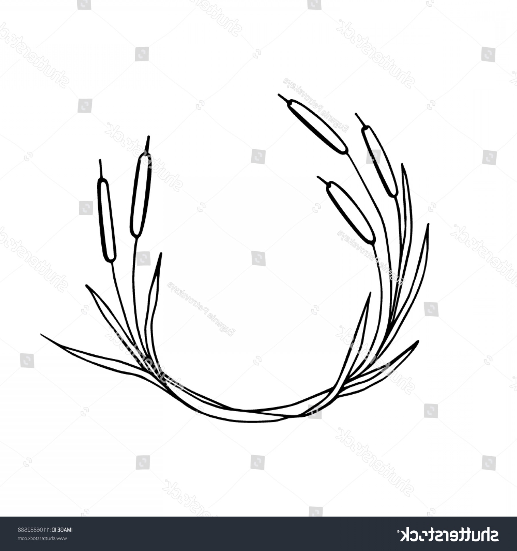 1800x1920 Vector Illustration Hand Drawn Cattail Wreath Hoodamathrun