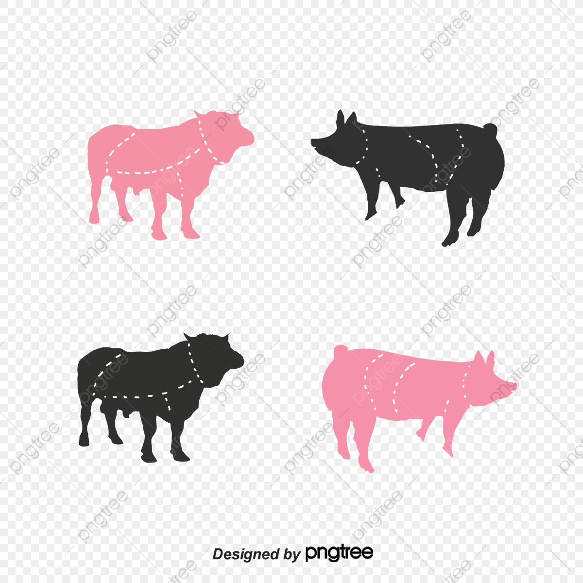 1200x1200 Vector Pig And Cattle, Pig Clipart, Cartoon Cow, Vector Cow Png