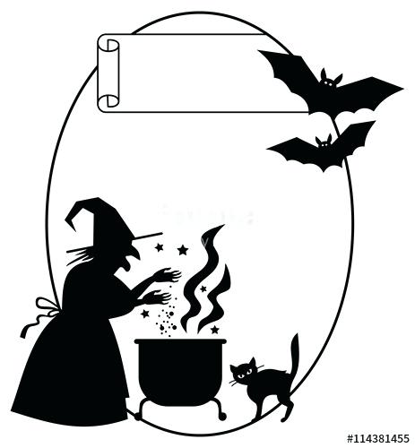 463x500 Oval Silhouette Frame A Witch Preparing Potion In The Magic