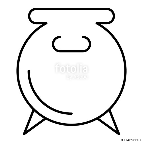 500x500 Pot Thin Line Icon Cauldron Vector Illustration Isolated On White