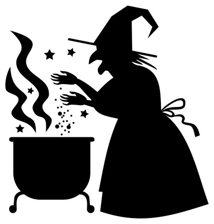 431x450 Silhouette Of A Witch Preparing Potion In The Magic Cauldron