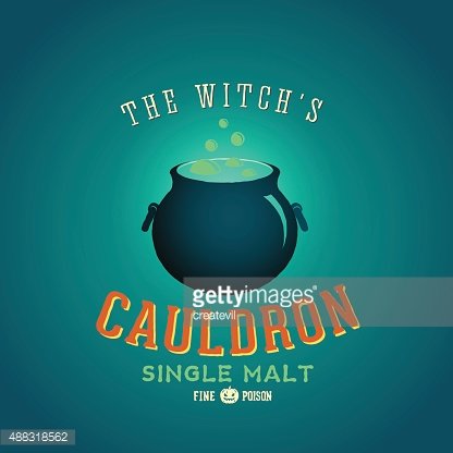 416x416 The Boiling And Glowing Witch Cauldron Vector Halloween Party Card