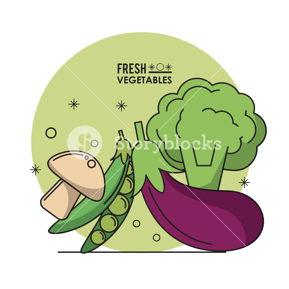1000x1000 Colorful Poster Fresh Vegetables Mushroom Peas Eggplant