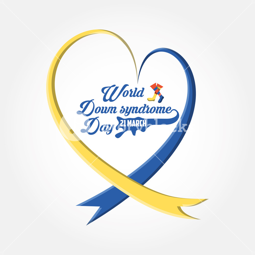 Down Syndrome Day Design With Awareness Ribbon In Heart Shape Over 1000x1000 Down Syndrome Day Design With Awareness Ribbon In Heart Shape Over