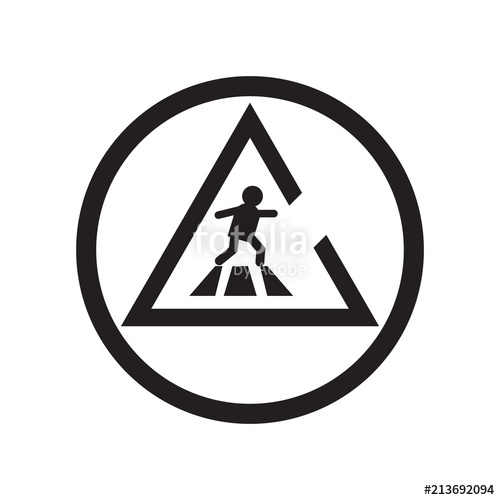 500x500 Crossing Road Caution Icon Vector Sign And Symbol Isolated