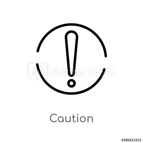 500x500 Outline Caution Vector Icon Isolated Black Simple Line Element