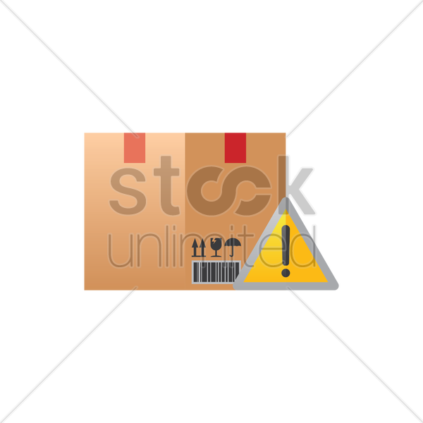 600x600 Free Cardboard Box With Caution Sign Vector Image