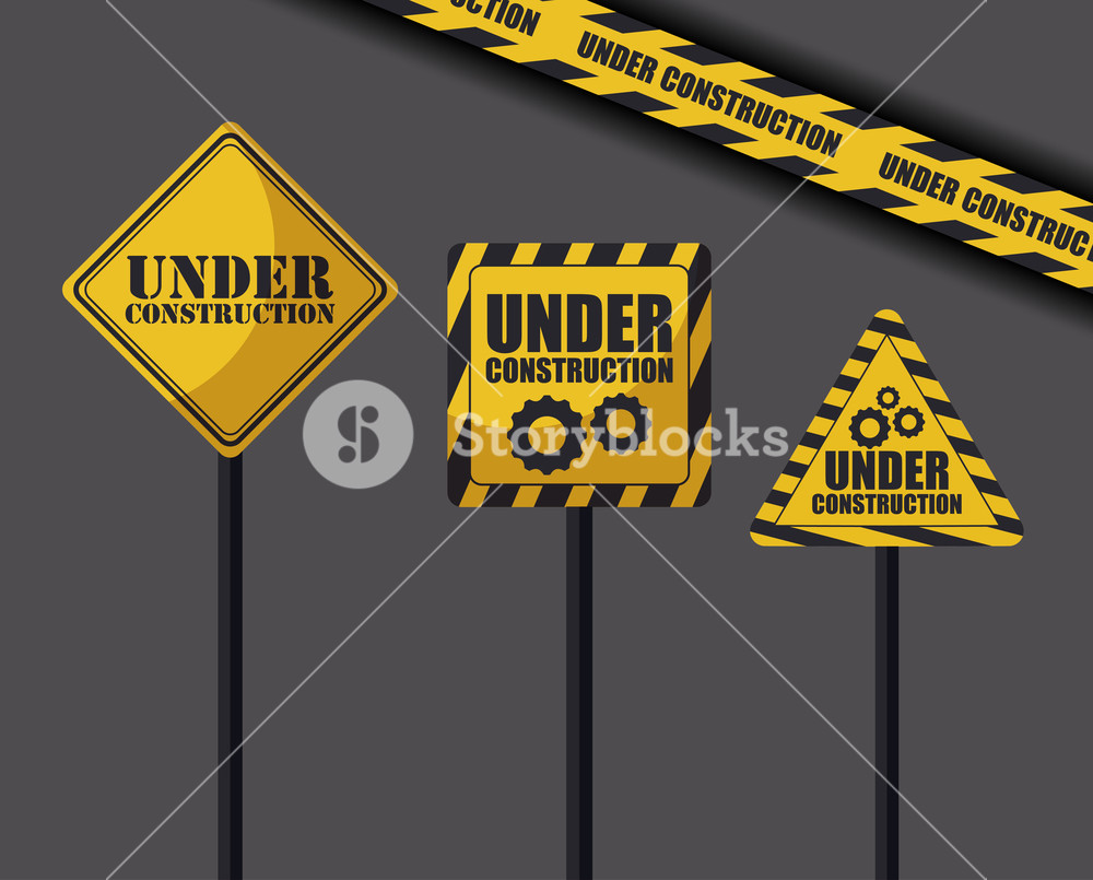 1000x805 Under Construction Label With Caution Tape Vector Illustration