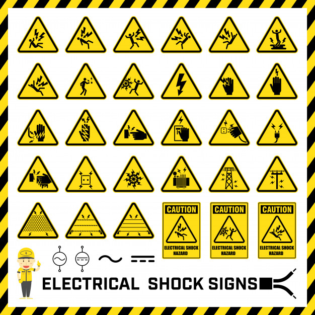 626x626 Set Of Safety Caution Signs And Symbols Vector Premium Download