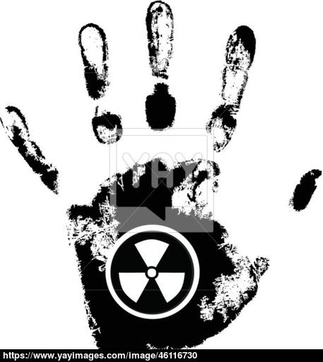 457x512 Vector Hand Print With Radiation Danger Symbol Vector