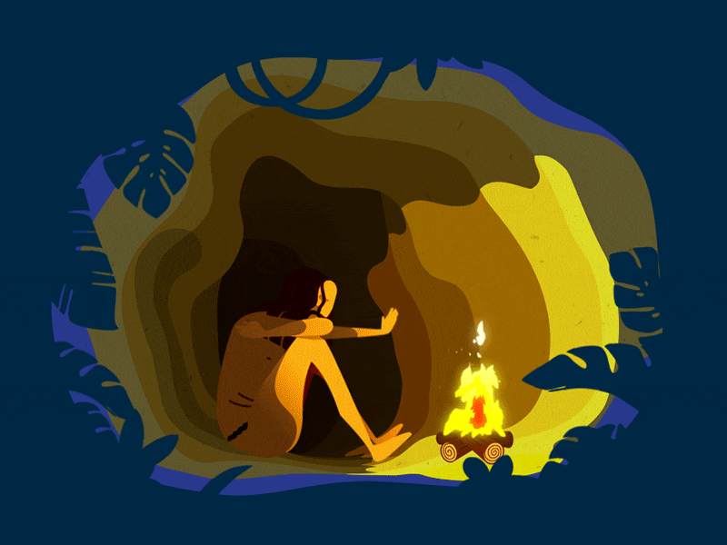 800x600 Cave Man Gif Graphic After Effect Flat Vector Design Illustration