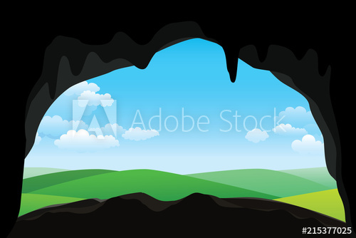 500x334 Scenery Of Mountain View From Inside The Cave Vector Nature