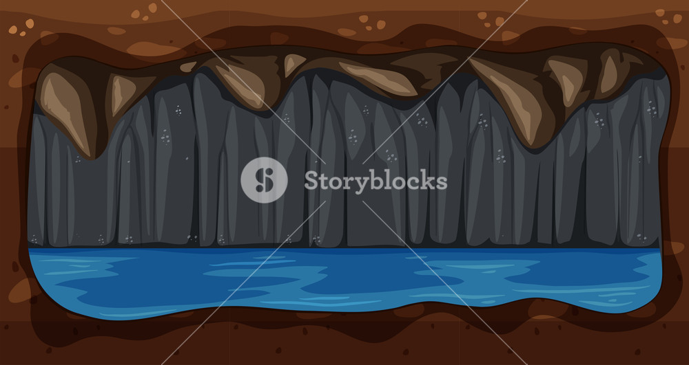1000x531 A Dark Underground Water Cave Vector Royalty Free Stock Image