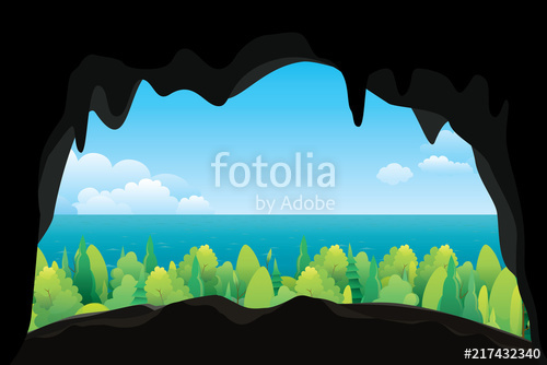 500x334 Scenery Of Sea View From Inside The Cave Vector Nature Background