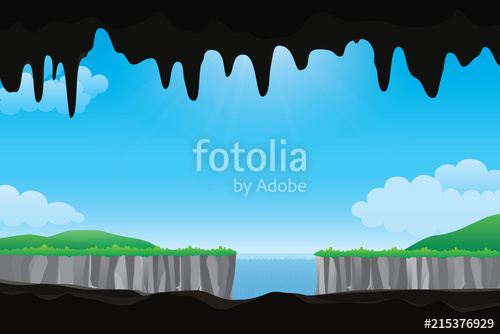 500x334 Scenery Of Waterfall View From Inside The Cave Vector Nature