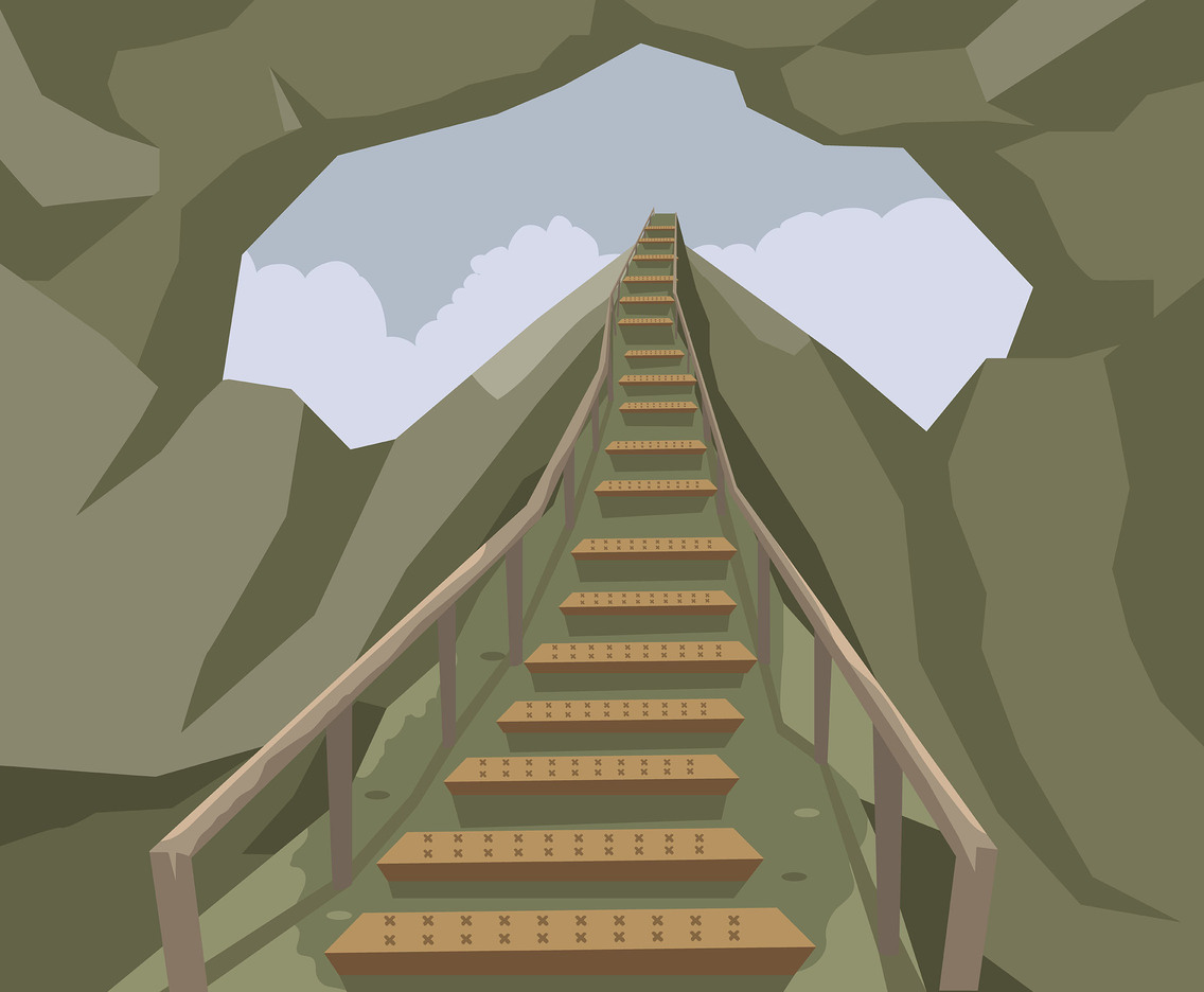 1136x936 Stairway In Cave Vector Vector Art Graphics
