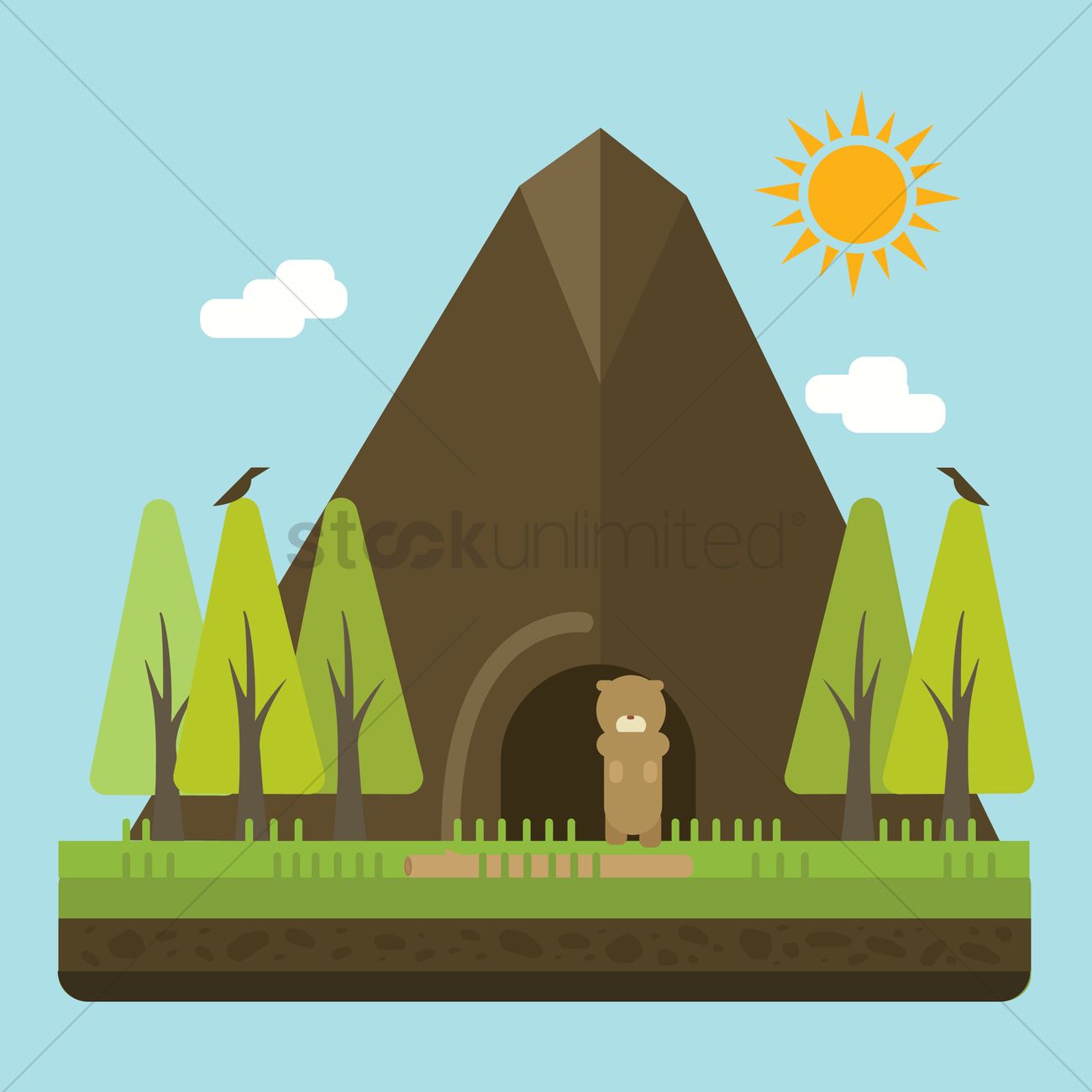 1300x1300 Bear Cave Vector Image