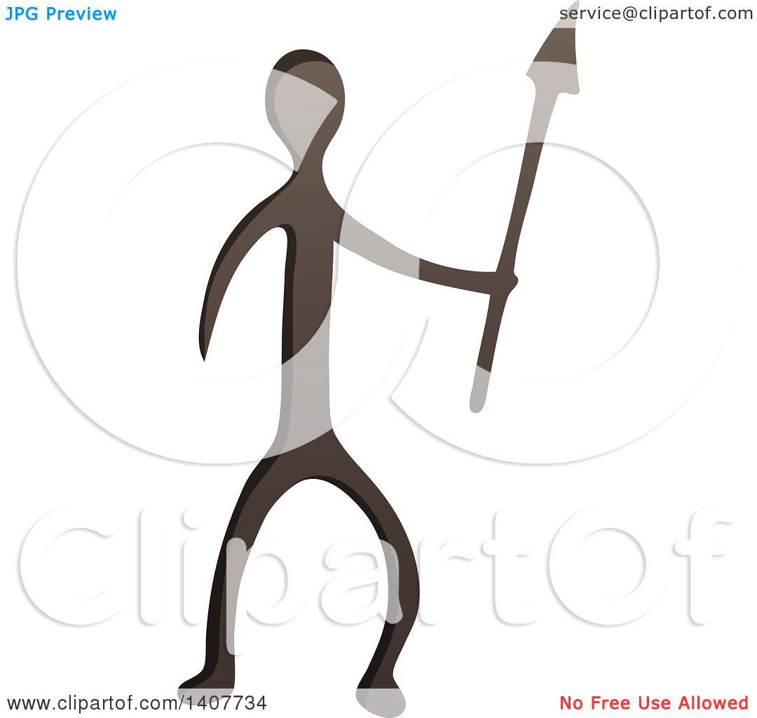 1080x1024 Clipart Of A Prehistoric Caveman Holding A Spear Petroglyph