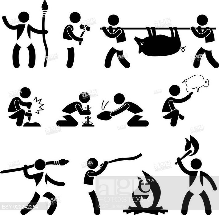 711x699 Primitive Ancient Caveman Man, Stock Vector, Vector And Low Budget