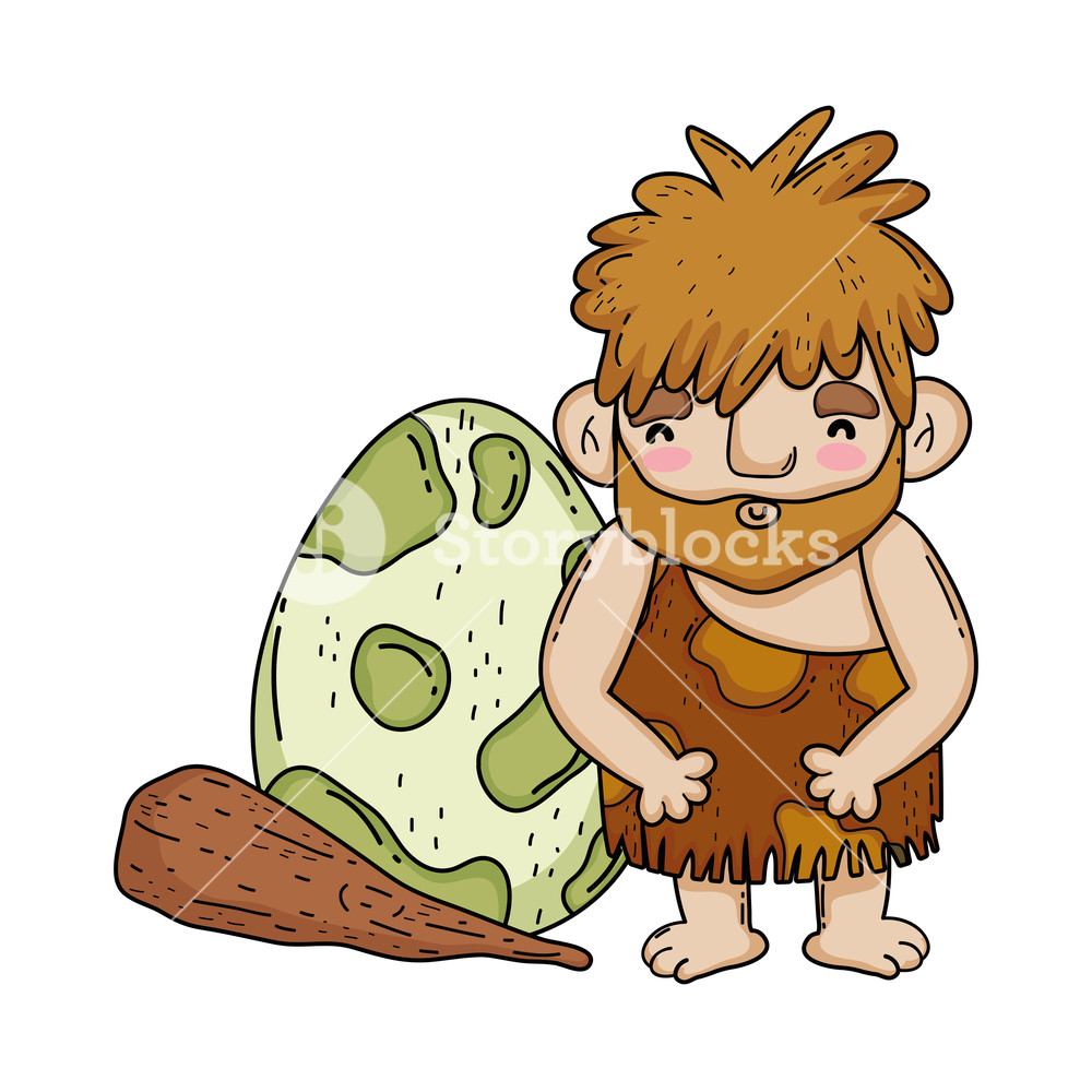 Caveman With Bludgeon And Dinosaur Egg Vector Illustration Design 1000x1000 Caveman With Bludgeon And Dinosaur Egg Vector Illustration Design