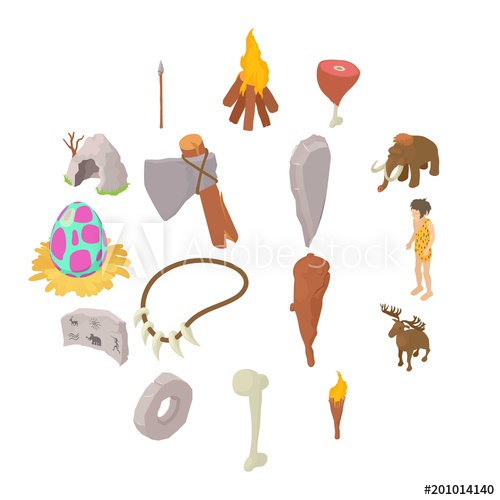 Cavemen Human Icons Set Isometric Illustration Of Caveman 500x500 Cavemen Human Icons Set Isometric Illustration Of Caveman