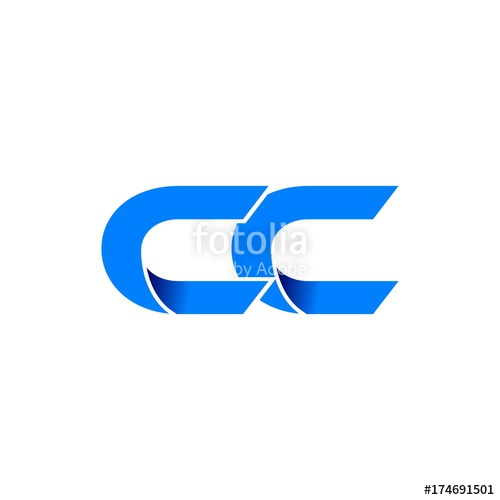 500x500 Cc Logo Initial Logo Vector Modern Blue Fold Style Stock Image