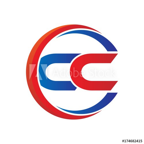500x500 Cc Logo Vector Modern Initial Swoosh Circle Blue And Red