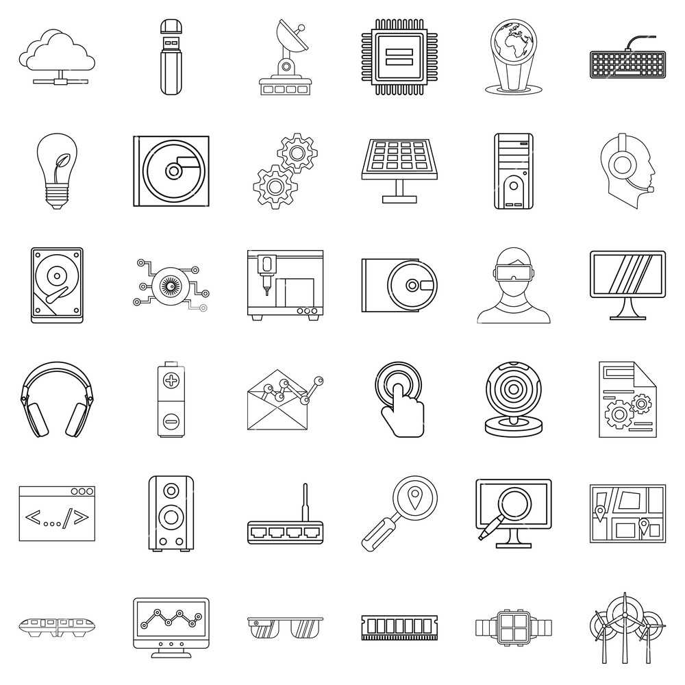 1000x1000 Hitech Icons Set Outline Style Of Hitech Vector Icons For Web