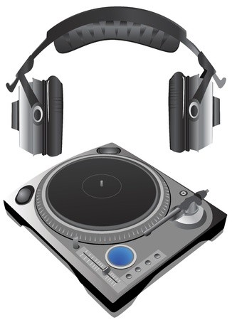 326x450 Turntable And Headphone Vector