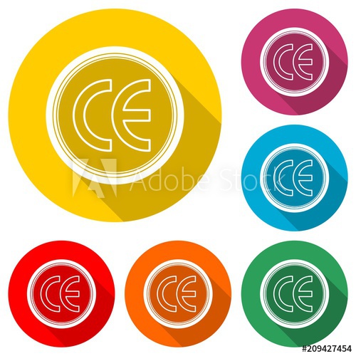 500x500 Ce Mark Icon, Color Icon With Long Shadow