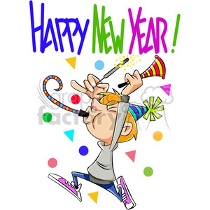 300x300 Happy New Year Celebration Vector Cartoon Art Clipart Royalty