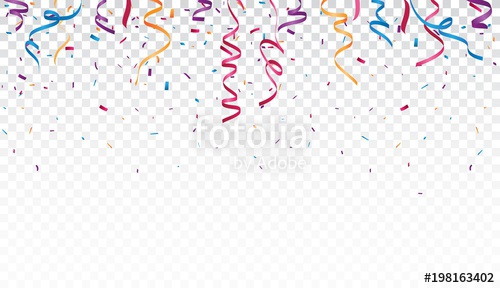500x288 Celebration With Colorful Ribbon And Confetti, Isolated