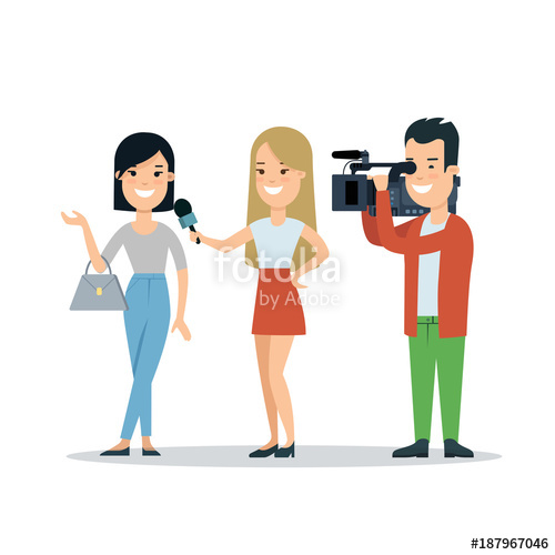 500x500 Media Interview Press Woman Celebrity Vector Flat Operator Stock
