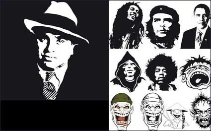 425x264 Celebrity Portrait Vector Clip Arts, Clip Art