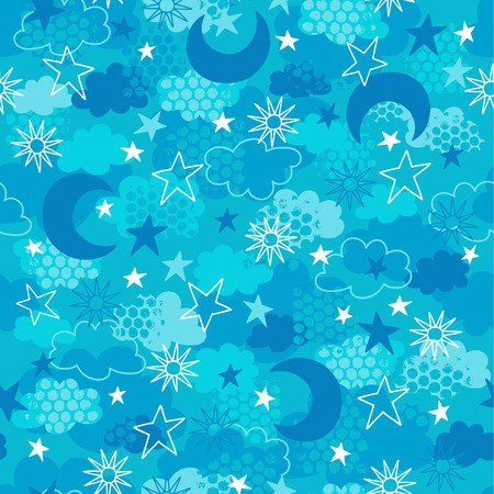 Celestial Moon, Sun, Stars Seamless Repeat Pattern Vector 450x450 Celestial Moon, Sun, Stars Seamless Repeat Pattern Vector
